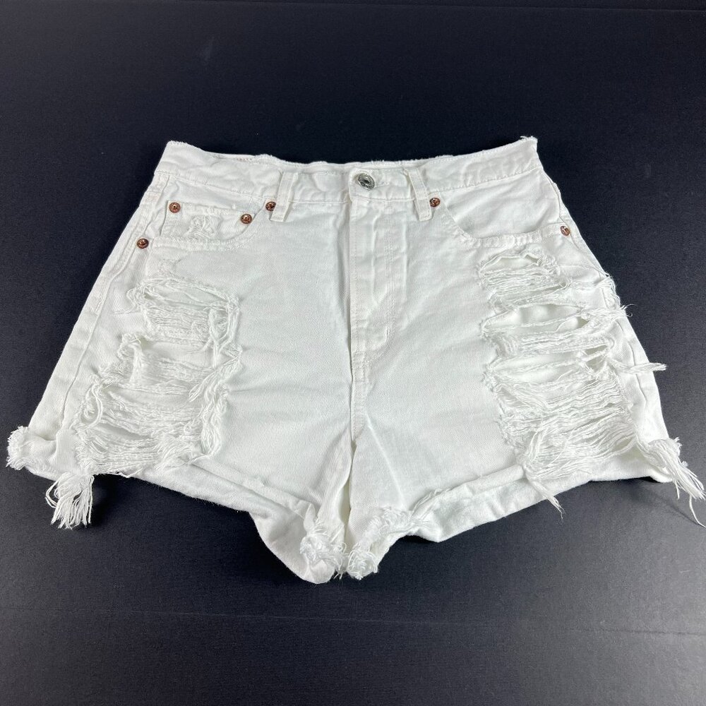 American Eagle Shorts Women's 27* 90s Boyfriend High Rise White Cut Off  Jorts